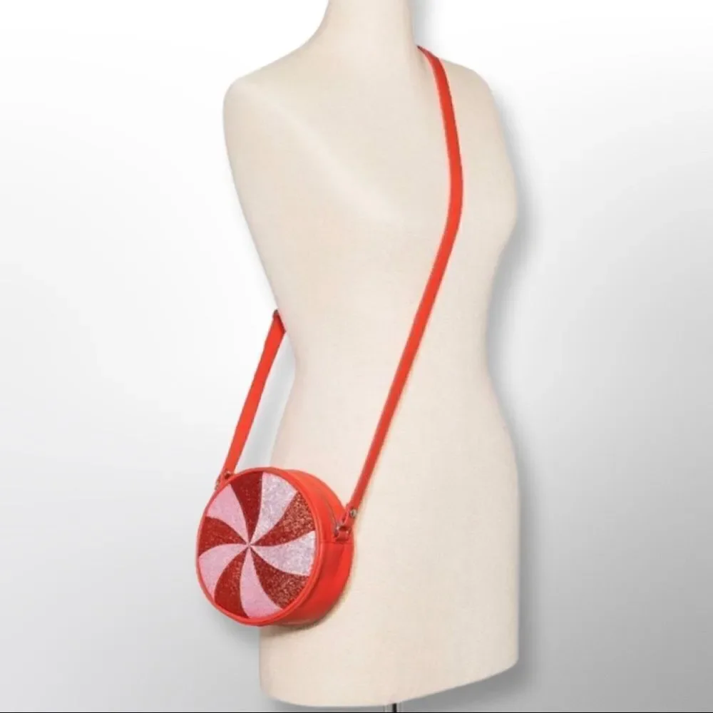 Mad Love Crossbody Holiday Bag NWT Red Candy Cane Glitter Peppermint​​​ - Picture 5 of 9